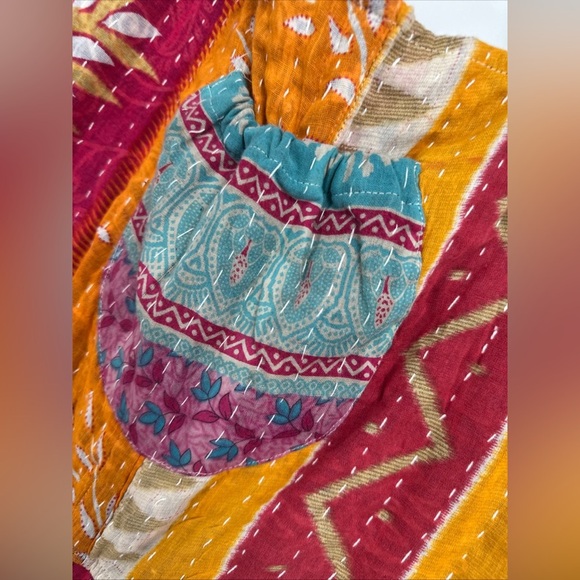 Kantha Karma Overalls Jumpsuit One Size Hippie Handmade Pockets Patchwork - Picture 2 of 6